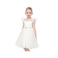 thumbnail image 2 of Girls Dress White Lace Mesh Diamond Pearl Flying Sleeve Formal Wedding 7 Years, 2 of 7
