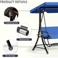 thumbnail image 3 of LAZZO 3-Seat Outdoor Porch Swing with Footrest, Reclining Lounge Bed Convertible, Adjustable Canopy & Removable Cushions, Blue, 3 of 9