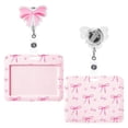 thumbnail image 3 of Pink Bow Coquette Gifts Set Includes Horizontal ID Badge Holder and Retractable Badge Reel with Alligator Clip Funny Name Tag Card Holder for Worker Doctor Nurse Teacher Office Accessories, 3 of 8