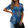 thumbnail image 2 of a.Jesdani Women's Plus Size Short Sleeve Henley Shirt V Neck Floral Blouses Tunic Tops for Women m-4x, 2 of 7