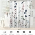 thumbnail image 4 of Ink Blue Floral Shower Curtain,Blue and Red Shower Curtains Sets for Bathroom,Modern Minimalist Art Bath Curtain,Waterproof Fabric with 12 Hooks 72x72 Inches, 4 of 5
