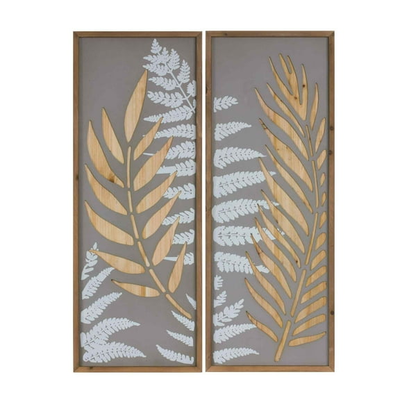 Melrose Wood Framed Fern Panel Wall Art, Rustic, Wood