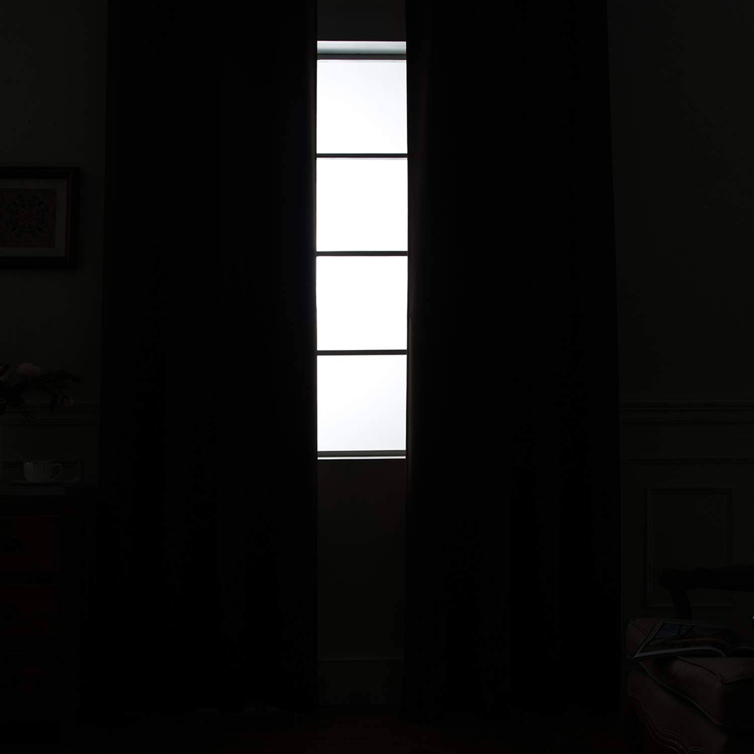 72 Inch Long Blackout Curtains For Bedroom  Thermal Insulated Grommet Drapes Living Room 38w X 72l Black 2 Panels