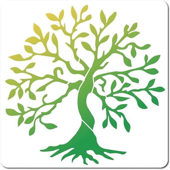2Pcs Large Tree of Life Stencil Wall Template 12 x 12 Inch Reusable Logo Sign Home DIY Arts Crafts Plastic Tree Painting Square Stencils