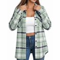 thumbnail image 7 of Aboser Womens Button Down Flannel Shacket Streetwear Cozy Soft Long Sleeve Shirt Jacket Vintage Plaid Shackets Travel Wear, 7 of 7