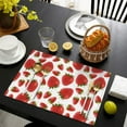 thumbnail image 3 of Strawberry Themed Placemats for Summer Dining, Set of 6 Flax Linen Wrinkle Free Heat Resistant Table Mats with Red Berry Pattern for Fruity Kitchen Decor, 3 of 5