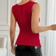 thumbnail image 4 of Camiseta sin mangas informal de verano para mujer: escote drapeado, color liso, tejido transpirable, versátil para llevar en casa o al aire libre, 4 of 8