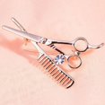 thumbnail image 3 of Chic Gift Crystal Unisex Comb Scissors Barber Tools Corsage Costume Brooch, 3 of 5