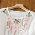 thumbnail image 6 of Womens Casual Summer T Shirts Crew Neck Basic Fashion Y2K Spring 2026 Linen Tops Half Sleeve Embroidered Print Tees, 6 of 7