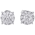 thumbnail image 3 of 14K White Gold Real Round Diamond 4-Prong Cluster Studs 7.75mm Earrings 1.11 CT., 3 of 5