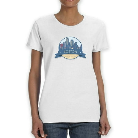 Skyline Badge Boston City Women White T-Shirt Female Small