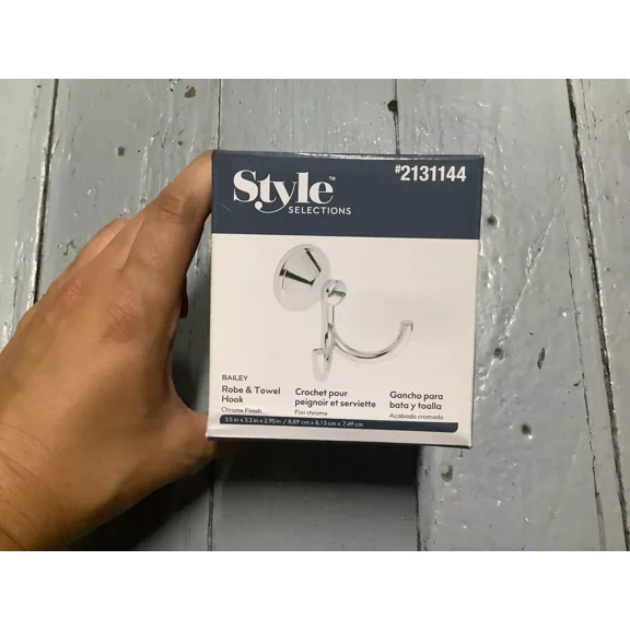 Style Selections Bailey Robe & Towel Hook In Chrome Double Hook #2131144
