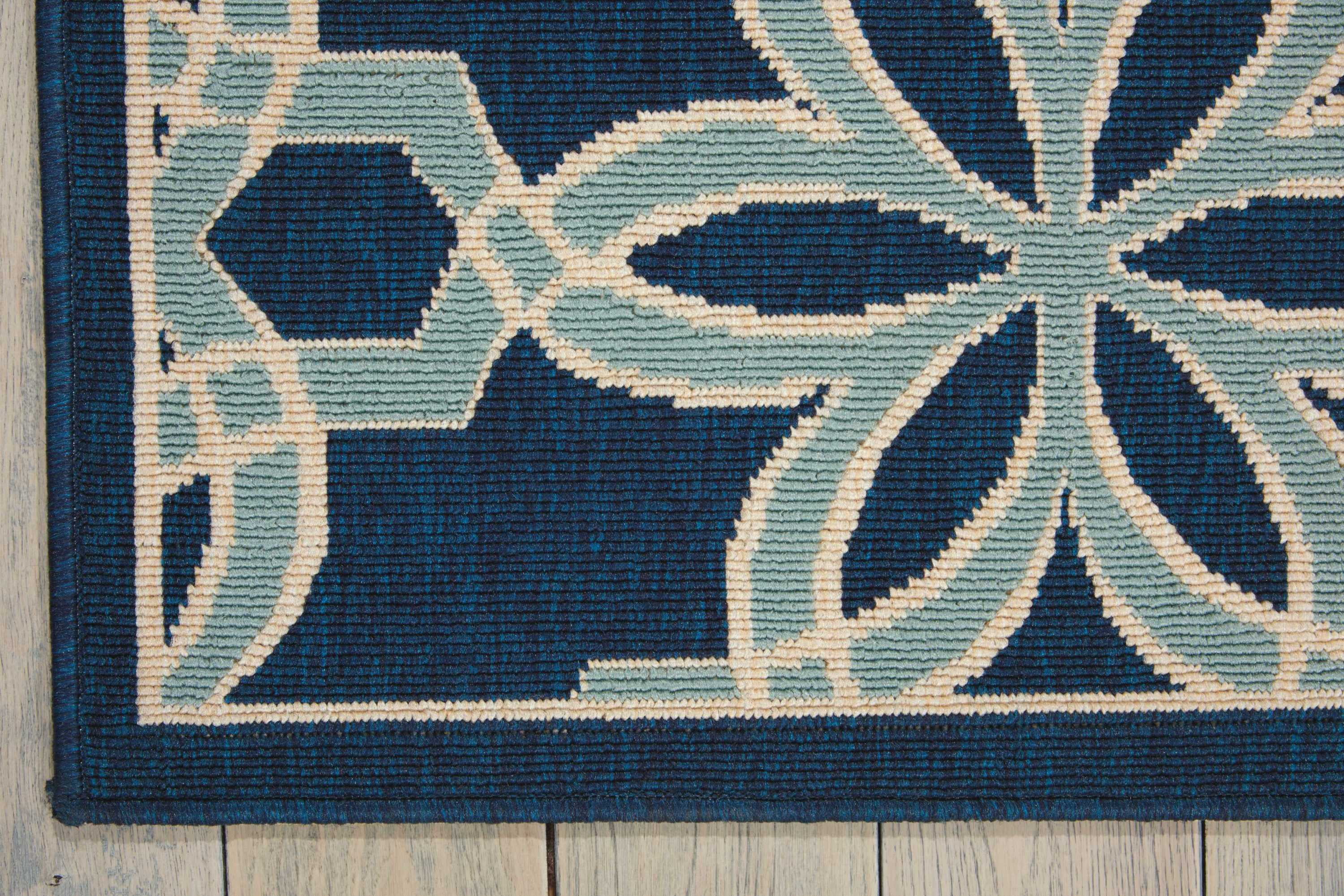 Nourison Caribbean Indoor/Outdoor Geometric Contemporary Navy 9'3" x 12'9" Area Rug, (9' x 13')