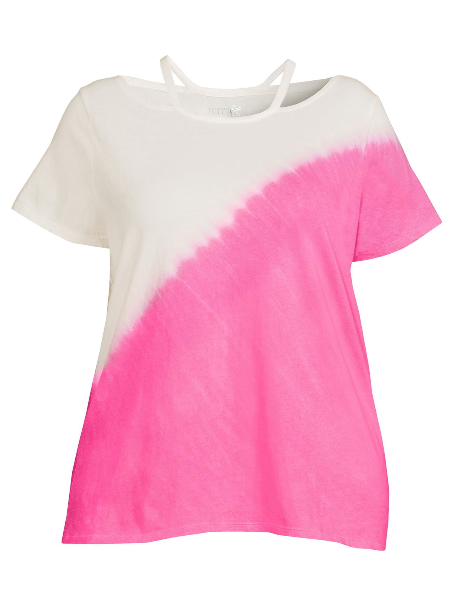Terra & Sky Women's Plus Size Cut Out Neck Short Sleeve Top