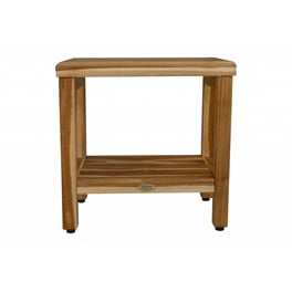 Contemporary Teak Shower Bench with Shelf in Brown Finish Contemporary Teak Shower Bench with Shelf in Brown Finish