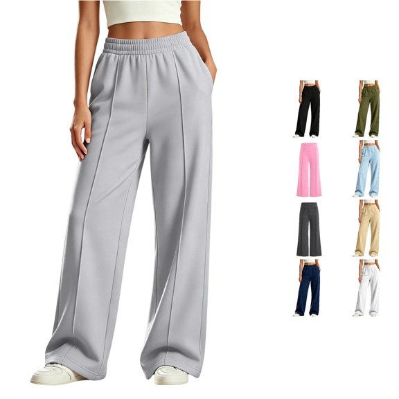 Vividxx Girls Sweatpants Uniformss Baggy Wide Leg Sweatpants Elastic Waist Joggers Pants Preppy Clothes For Kids Classic 7-8 Years