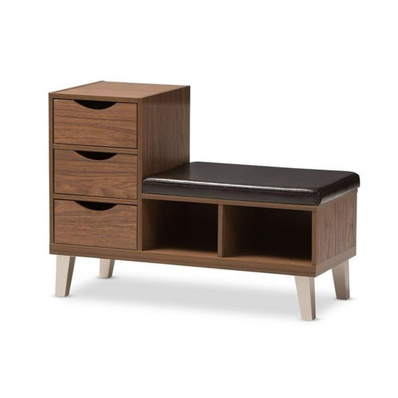 Hawthorne Collection Storage Shoe Storage Bench in Walnut