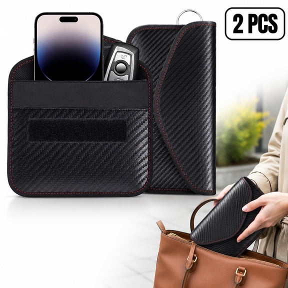 2 Pack Signal Blocking Pouch for Phones, RFID Faraday Blocking Bag, Anti-Theft, Anti-Tracking, Anti-Degaussing Rest Pocket for Travel