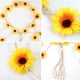 thumbnail image 3 of Diadema Hippie de flores, corona Floral, accesorios para el cabello de girasol de verano para disfraces bohemios de los años 70 (blanco + amarillo), 2 uds., 3 of 5