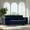Retro Blue, variant on Retro Blue Chenille Sofa 3-Seater with Wide Arms and Tufted Seat Comfortable Couch for Living Room Featuring Stainless Steel Legs