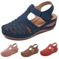 thumbnail image 3 of huanledash Women Shoes Summer Retro Hook Loop Closure Non-slip Hollow Beach Wedge Sandals, 3 of 8
