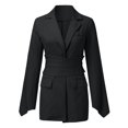 thumbnail image 2 of Vedolay Womens Fall Tops Women's Casual Blazer Solid Double Blazer Open Front Suit Jacket,Black M, 2 of 4