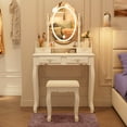 thumbnail image 3 of Tcbosik Vanity Desk with LED Touch Screen Mirror, Makeup Vanity Table with Stool and 4 Drawers, for Bedroom, White, 3 of 11