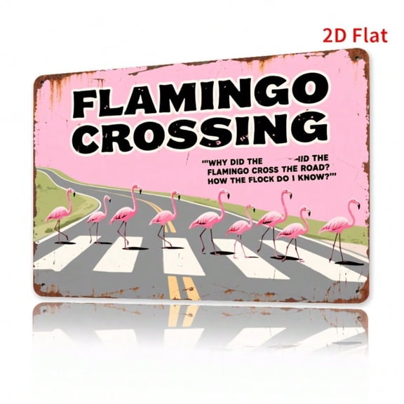 HELLOYOUNG Funny Flamingo Metal Wall Art Sign, Rustproof Outdoor Indoor Home Bar Garage Decor, 12x12 Inch