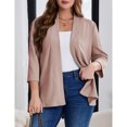 thumbnail image 2 of Women Plus Size Casual Lightweight Sweater Open Front Solid 3/4 Sleeve Cardigan, 2 of 5