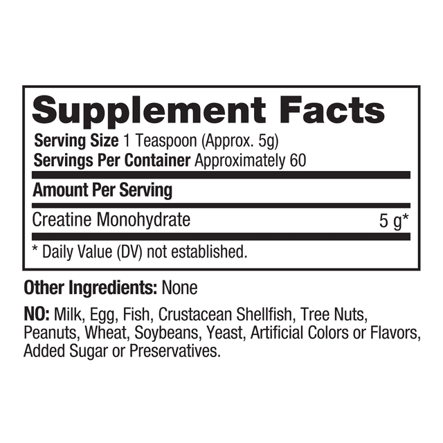 Prolab Nutrition Creatine Monohydrate Micronized Powder, Unflavored (300g, 60 Servings)