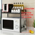 thumbnail image 3 of LELINTA Expandable Metal Microwave Oven Rack Shelf Kitchen Supplies Tableware Storage Carbon Stainless Steel Counter Rice Cooker Stand Contains 2 Tiers with 3 Hooks Black, 3 of 8