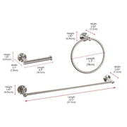 Alma 3-Piece Bathroom Hardware Set in Brushed Nickel