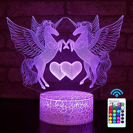 

Hyodream Unicorn Lamp Unicorn Night Light Kids Night Light 16 Colors with Remote 3D Optical Illusion Kids Lamp as a Pefect Gifts for Boys and Girls on Birthday or Holiday (Unicorn)