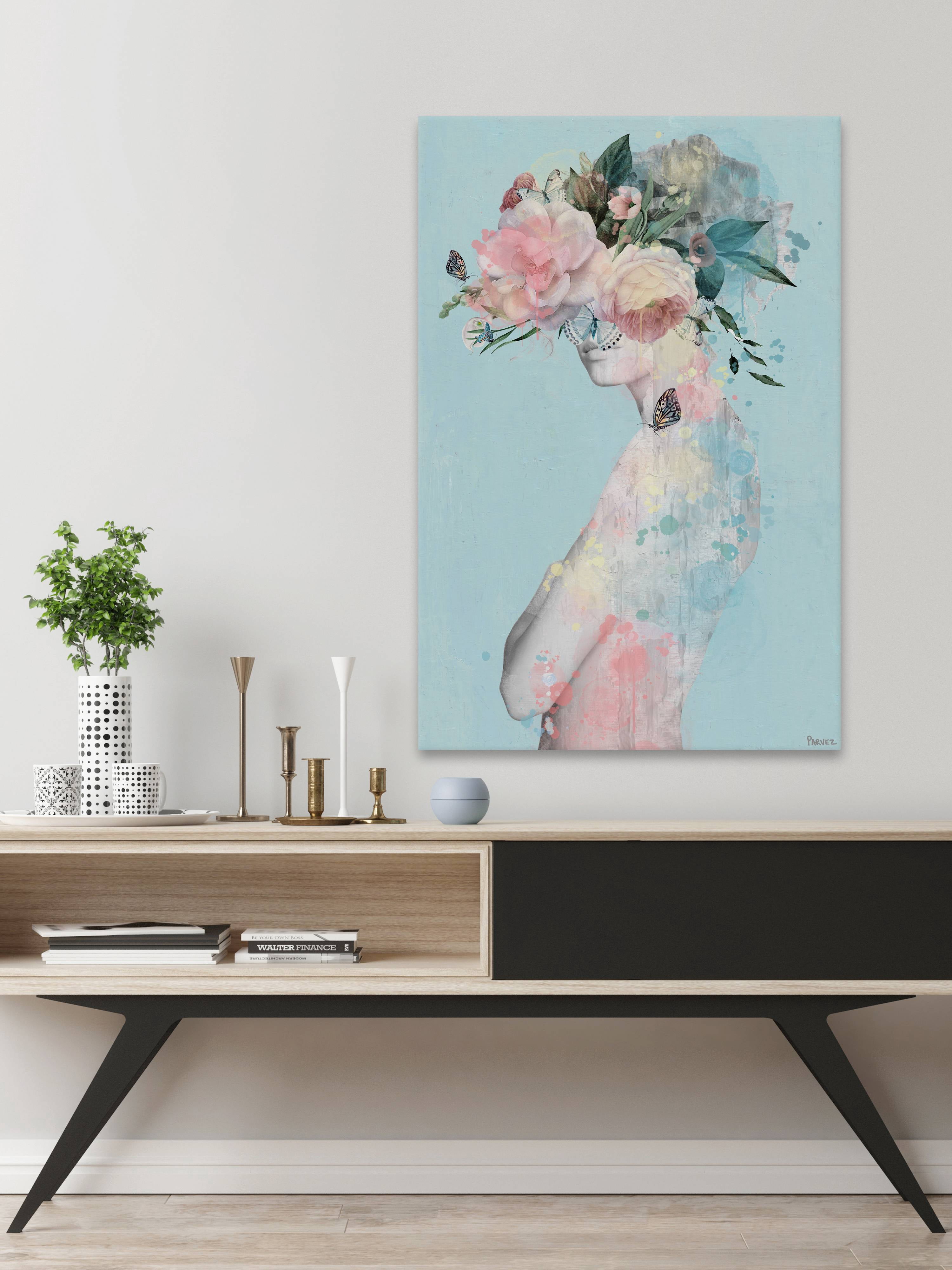Parvez Taj Flower and Butterflies Canvas Wall Art