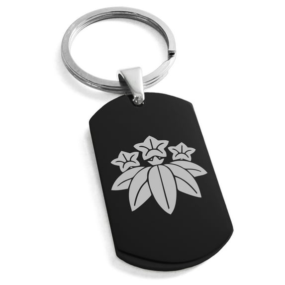Stainless Steel Minamoto Samurai Crest Engraved Dog Tag Keychain Keyring