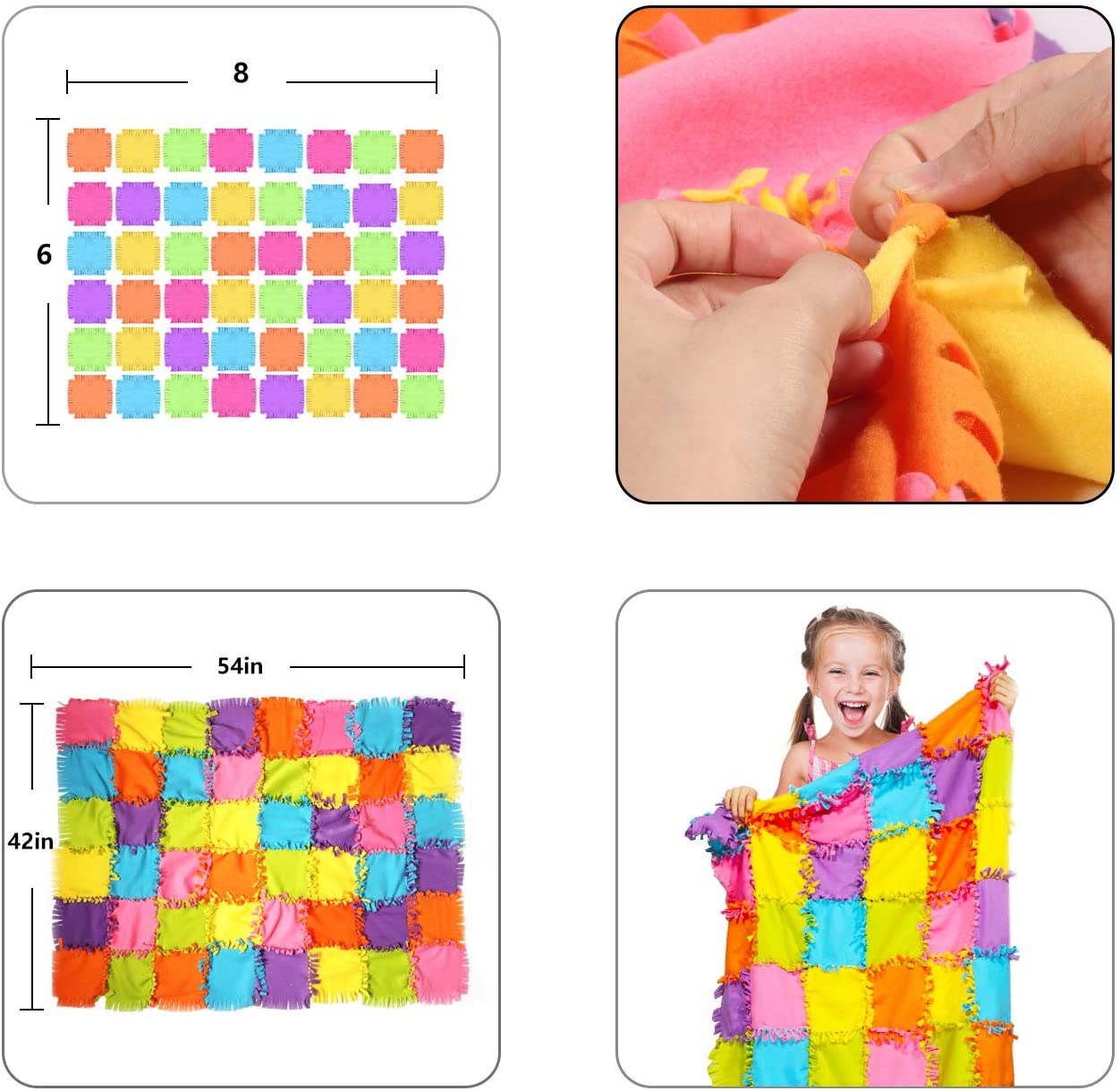 Koltose by Mash - Knot a Quilt Kit, No-Sew DIY Fleece Blanket, 54” x 42”  Boys & Girls Ages 4-16 