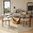 thumbnail image 2 of 51.18" Hobart Modern Round Dining Table for 4, Pandora Glossy Sintered Stone Table, Bronze Carbon Steel Pedestal, 2 of 7