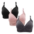 thumbnail image 1 of LOVZFMLL Soutiens-Gorge pour Femmes 3 Pcs Dentelle Fleur Rassemblée Grande Taille Soutien-Gorge Quotidien Sans Armatures Noir TP, 1 of 6