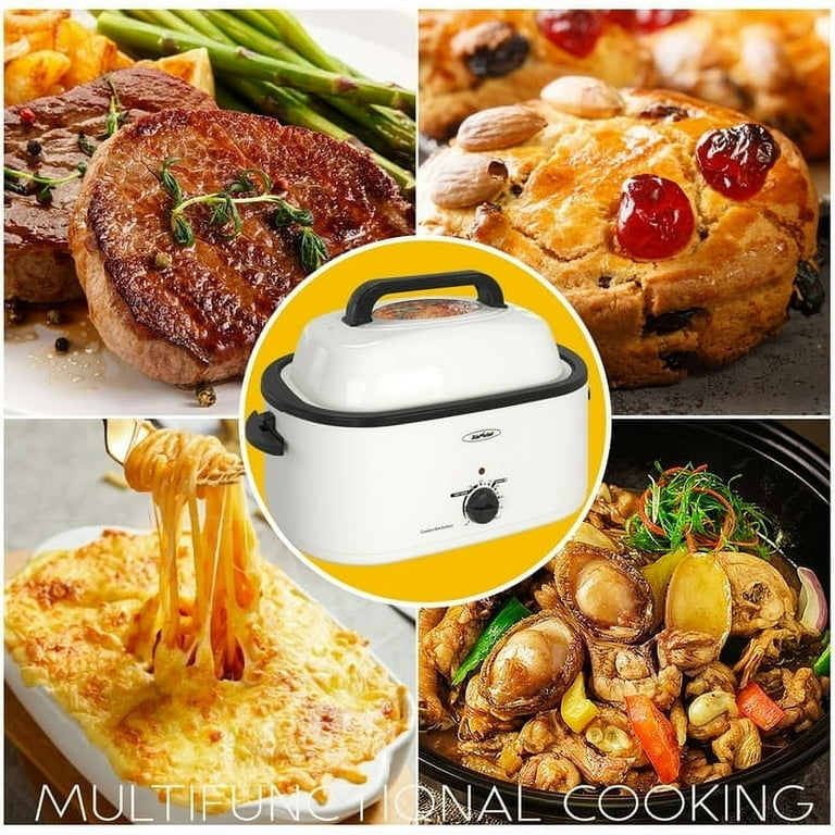 Sunvivi 24 Quart Electric Roaster with Removable Pan, 28 LB Electric Turkey  Roaster Oven with Visible & Self-Basting Lid,Large Roaster with Removable