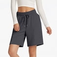 thumbnail image 4 of ClodeEU Women's Elastic Waist Knee Length Shorts,Loose Fit Casual Summer Bermuda Pants Dark Gray,Womens Plus L, 4 of 5