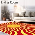 thumbnail image 2 of ODIKA 6'x9' Machine Washable Non-Slip Area Rug, Abstract Sunburst with Radiating Shapes and Swirls High Traffic Rug, Red, 510860, 2 of 7