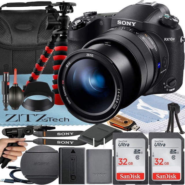 Sony Cámara Digital Cyber-shot DSC-RX10 IV + Trípode + Estuche + 2Pack Tarjeta de Memoria 32GB + Paño Microfibra ZeeTech