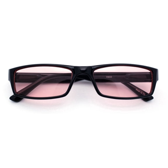 SA106 Mens Hippie Pimp Color Lens Narrow Rectangular Black Frame Sunglasses Pink