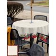 thumbnail image 5 of Square Outdoor Tablecloth With Umbrella Hole And Zipper– Red Christmas Poinsettia Waterproof Patio Table Cover for Party, Picnic, Backyard, 54"x54" , Beige, 5 of 8