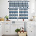 thumbnail image 3 of Vintage Stripes Kitchen Curtains Valances and Tiers Set of 3 Gray Blue Striped Retro Lines Abstract Tier Curtains and Valance with Rod Pocket for Small Windows, 27.5"x36", 3 of 9