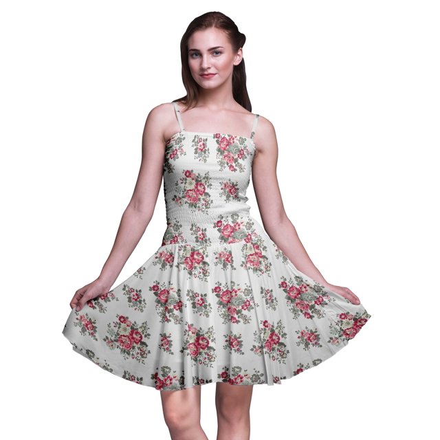 Bimba Robe d'Été à Bretelles Spaghetti Imprimée Florale Robe de Plage de Vacances-TTG