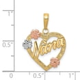 thumbnail image 3 of Real 14kt Tri-color NANA in Heart with Flowers Pendant; for Adults and Teens; for Women and Men, 3 of 4