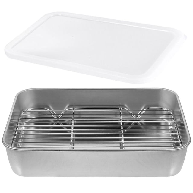 HLONK Stainless Steel Bakeware Roasting Pan Food Tray Display Rack Plate with Restaurant Baking