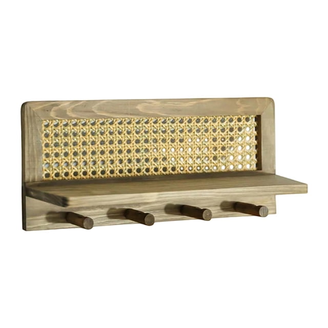 Perchero de pared con estante, ganchos de pared con estante, ahorro de espacio con 4 ganchos, perchero de entrada para toallas de guardería Color antiguo
