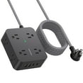 thumbnail image 1 of Tira de alimentación con protector contra sobretensiones de 5 pies / 6 pies / 10 pies / 15 pies / 20 pies, 8 tomas con 4 puertos de carga USB, enchufe plano extensor de 3 salidas laterales, montaje en, 1 of 5